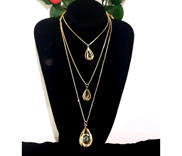 Strabella NC6001d Beautiful Layered Long Chain for Women - Golden - Zoom Image