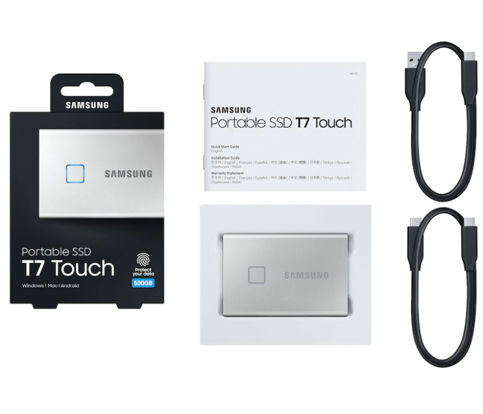 Samsung MU-PC500S/WW Portable T7 Touch USB 3.2 500GB SSD Hard Disk - Silver - Zoom Image 4