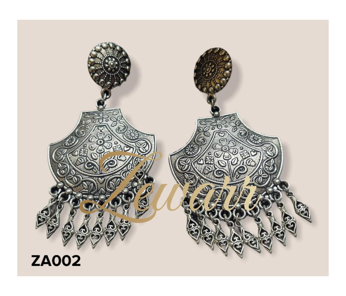 Zewarr ZA002 Elegant Light Weight Vintage Polish Afghani Earrings for Women - Silver - Zoom Image