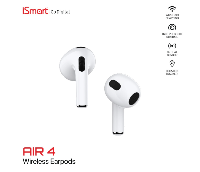 iSmart Air 4 Wireless Noise Cancelling Bluetooth Earbuds With Microphone - White - Zoom Image 2