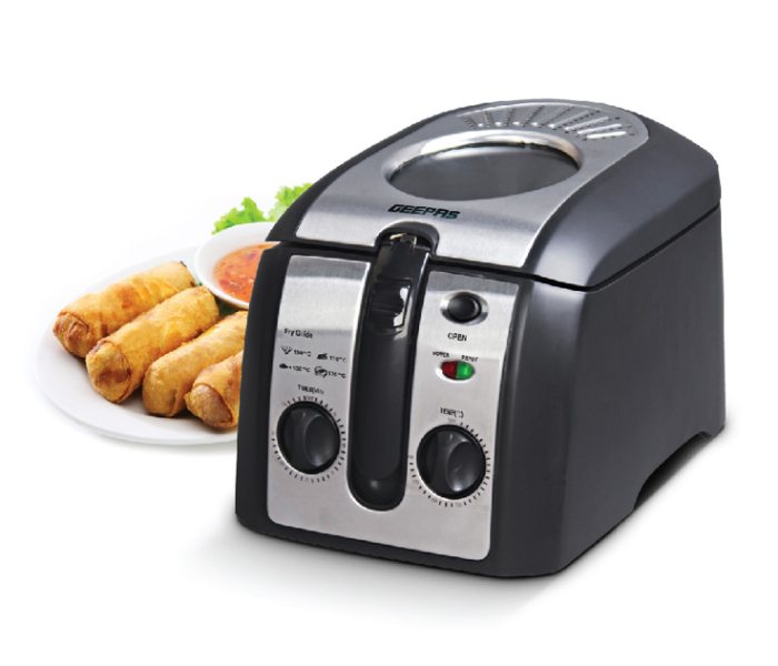 Geepas GDF5478 2.5 Litre 2000 Watts Stainless Steel Deep Fryer - Black and Silver - Zoom Image