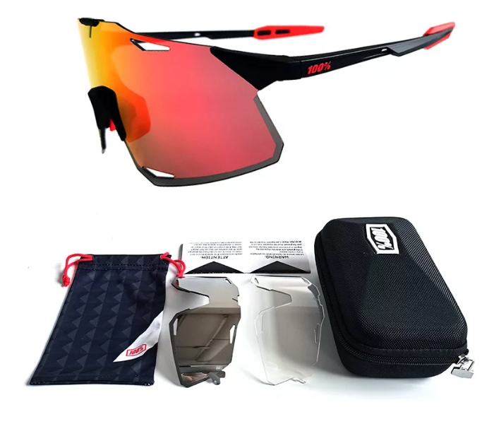 KBY Sagan 100 Percentage S5 Cycling Sunglasses With UV400 Protection 3 Lens Set - Black And Red - Zoom Image 1