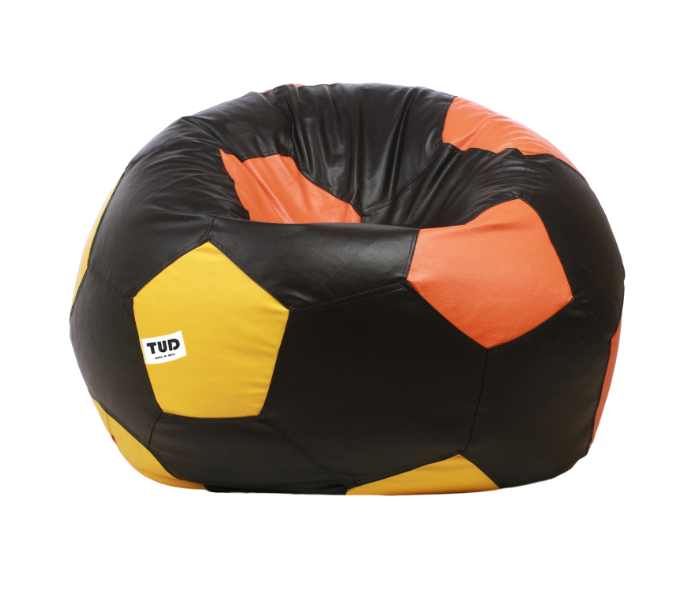 TUD Football XXXL Leatherette Bean Bag - Black Orange and Yellow - Zoom Image 1