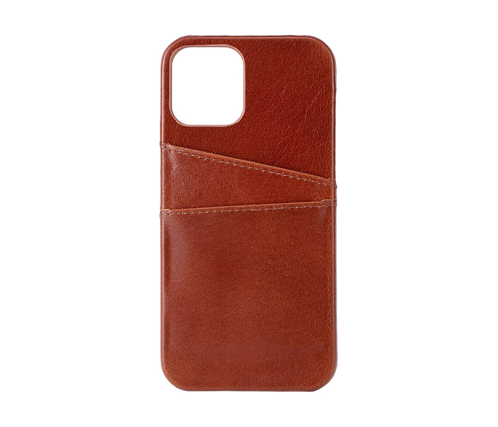 Lab LBL2P022BW Stylish Leather 2 Pocket iPhone 12 Mini Mobile Case - Brown - Zoom Image 1