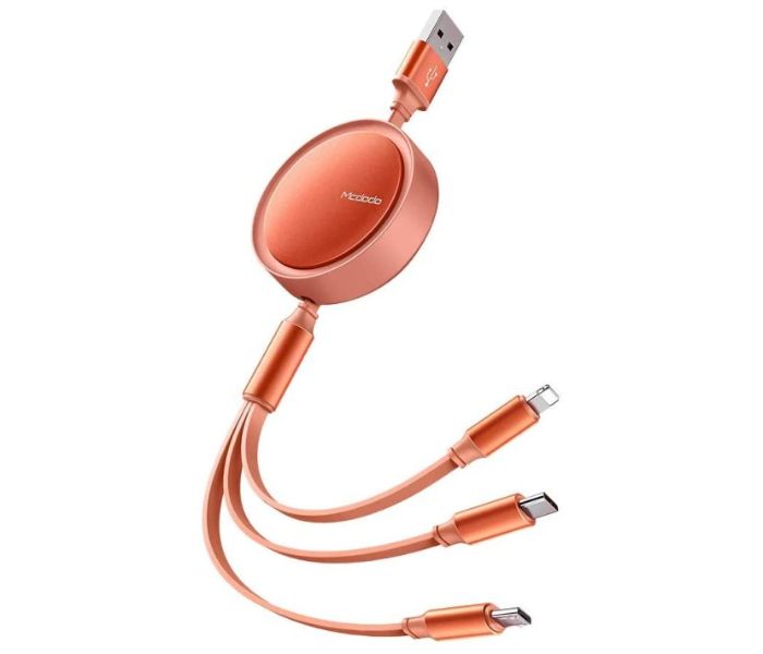 Mcdodo CA-7250 1.2m 3 in 1 Retractable Cable - Rose Gold - Zoom Image