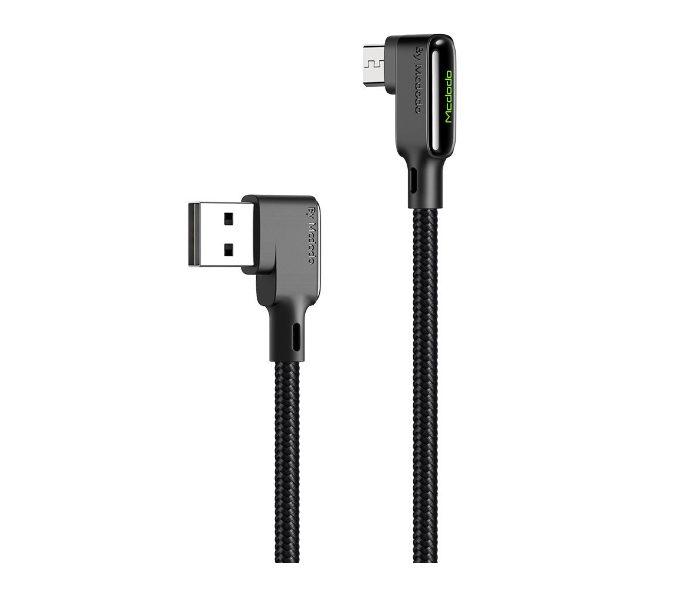 Mcdodo CA-7530 1.2m Black Glue Series 90 Degree Straight Micro USB Data Cable - Black - Zoom Image