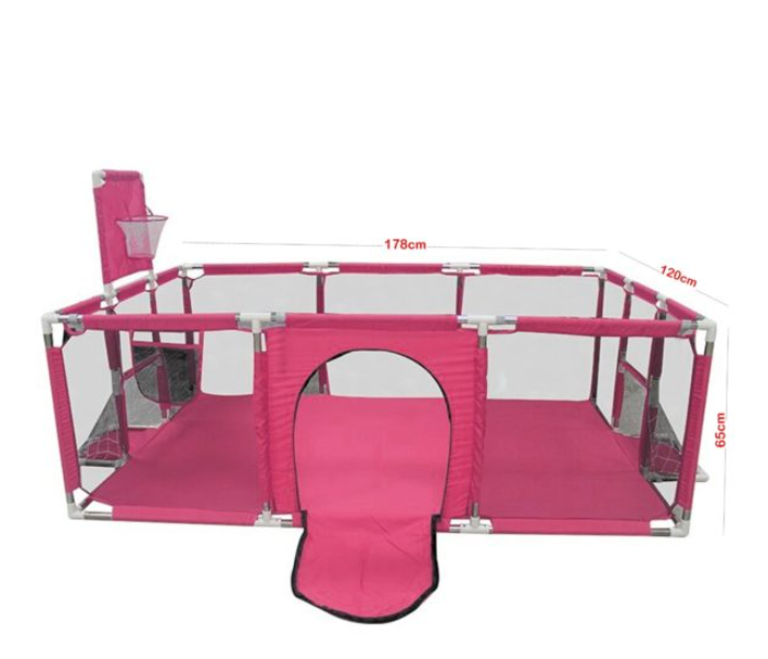 524-4 Baby Playpen Rectangle Fence - Pink - Zoom Image