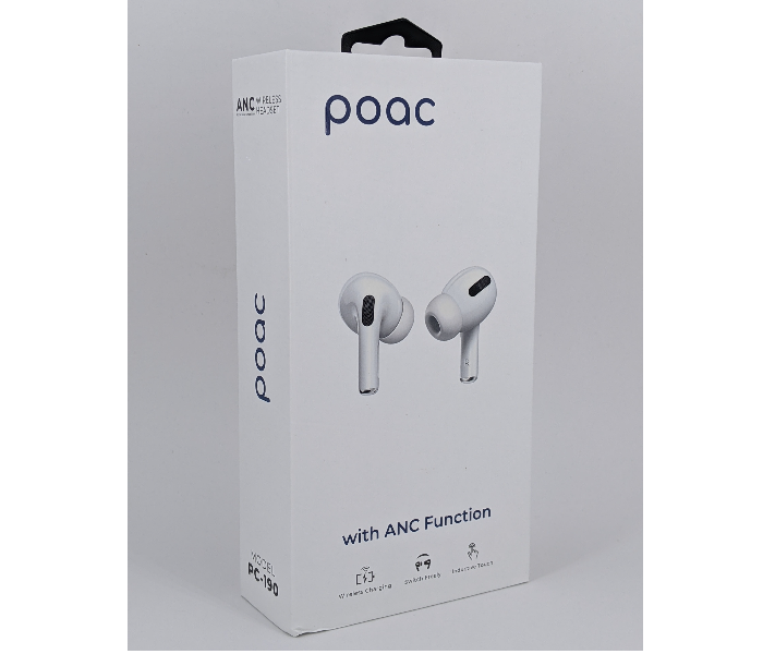 Poac PC-190 Active Noise Cancellation True Wireless Headphone - White - Zoom Image 4