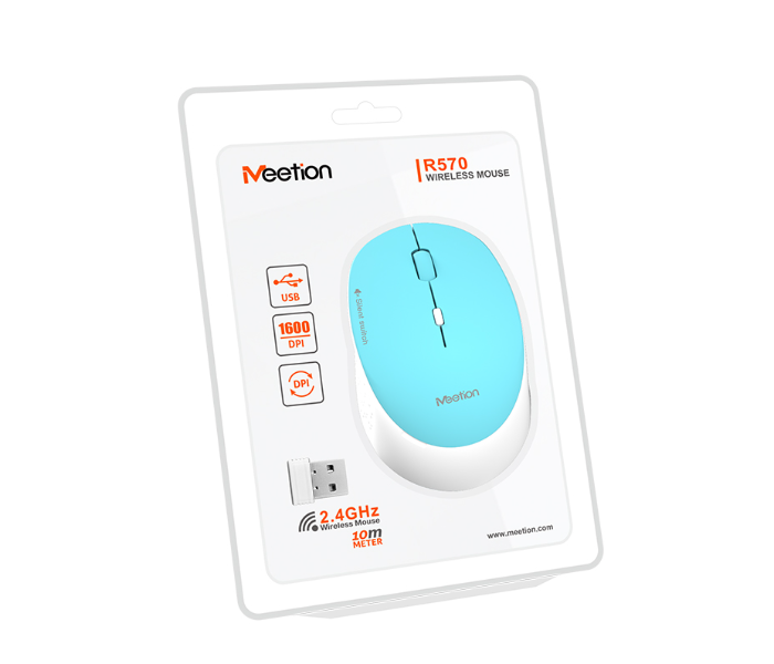 Meetion MT-R570 2.4Ghz Wireless Mouse 4 Buttons 5 Colors Silent Portable And Great For Laptops - Cyan - Zoom Image 7