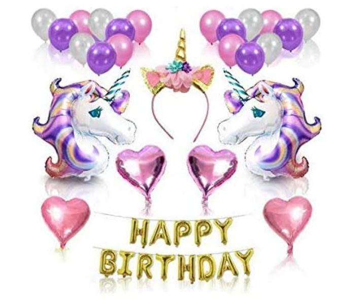 26 Piece Unicorn Themed Birthday Party Supplies and Decorations Set - Zoom Image