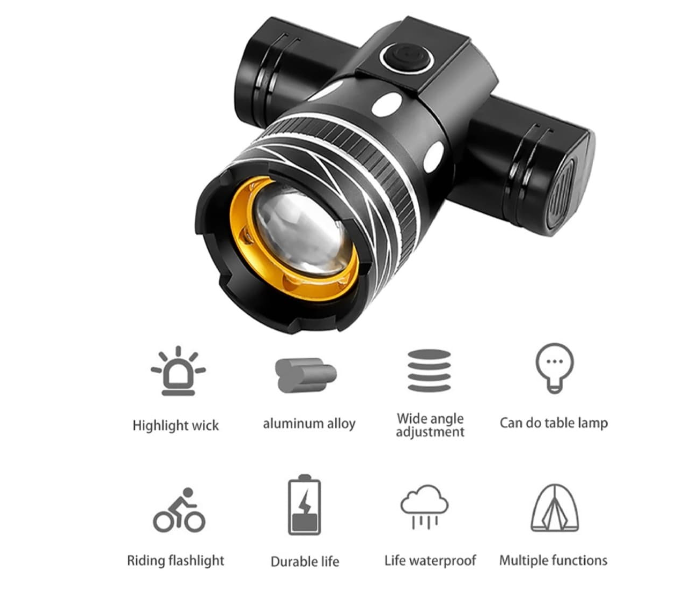 1806mAh Superbright Water Proof Aluminium Alloy Led Lights - Black - Zoom Image 1