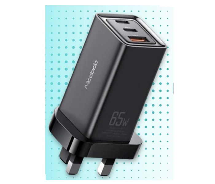 Mcdodo CH-7911 GaN 65W Dual Type-C and USB Mini Size Wall Charger - Black - Zoom Image