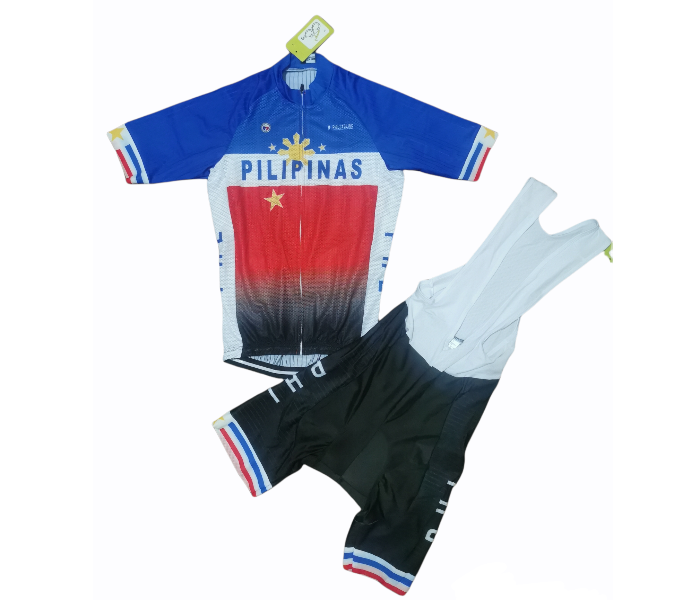 DJ Full Powerband Pilipinas Medium Design Cycling Bibset Pineaple Fabric 20D Gel Pad - Blue And Black - Zoom Image 1