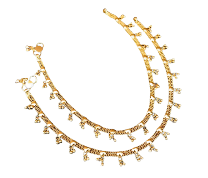 Strabella A1-18 Beautiful and Elegant Gold Plated Anklets for Adult - Gold - Zoom Image