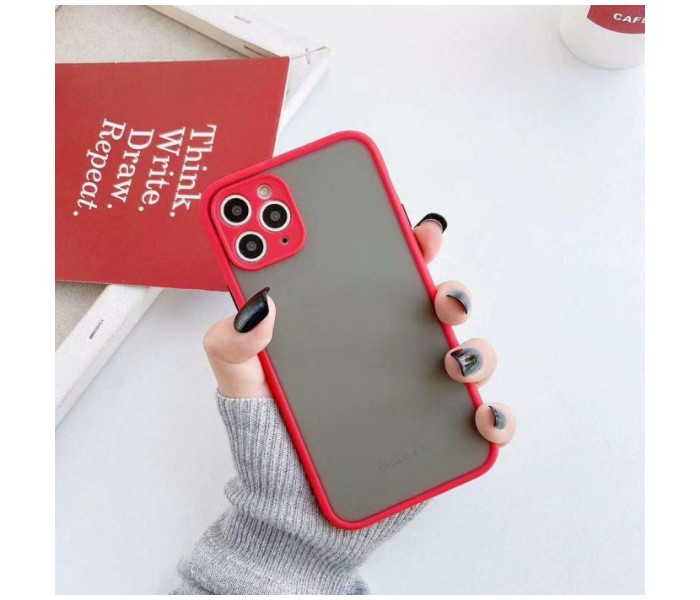 Lab LBTBC004R Transparent Border Color Fashion Case without Print iPhone 12 Mobile Case - Red - Zoom Image 1