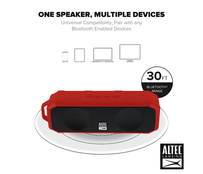 Altec Lansing IMW340N-RED Fury Wireless Speaker - Red - Zoom Image 6