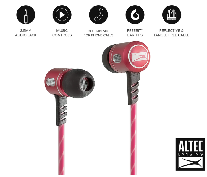 Altec Lansing MZX147-RED In-Ear Metal Earphones - Red - Zoom Image 2