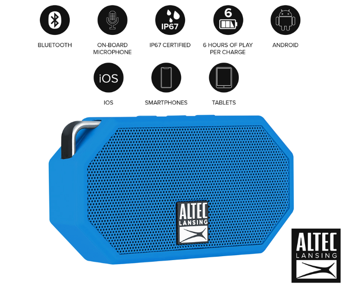 Altec Lansing IMW258N-CB Mini H2O 3 Rugged Bluetooth Speaker - Blue - Zoom Image 2