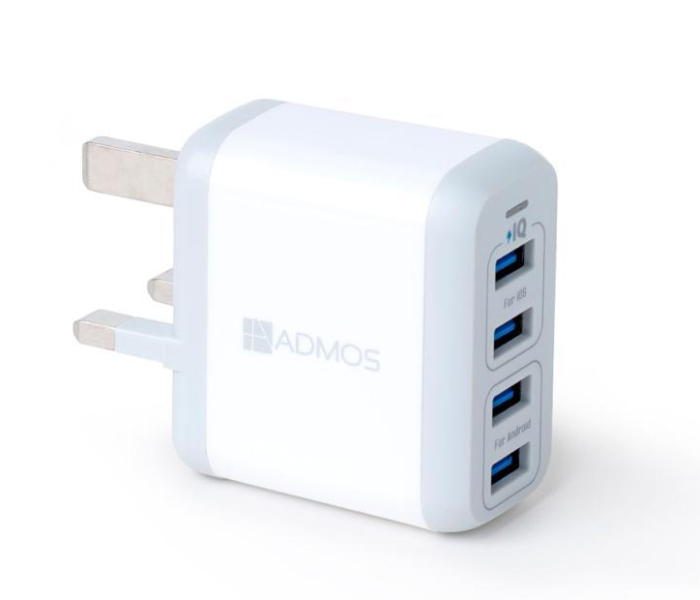 ADMOS Portable 4 Port USB Wall Charger - White - Zoom Image 1