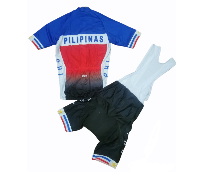 DJ Full Powerband Pilipinas XL Design Cycling Bibset Pineaple Fabric 20D Gel Pad - Blue And Black - Zoom Image 2