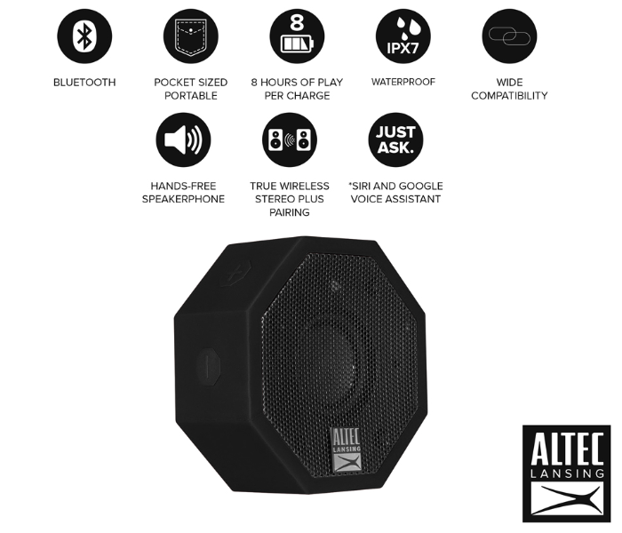 Altec Lansing IMW376-BLK-WG The Solo Rugged Bluetooth Speaker - Black - Zoom Image 2