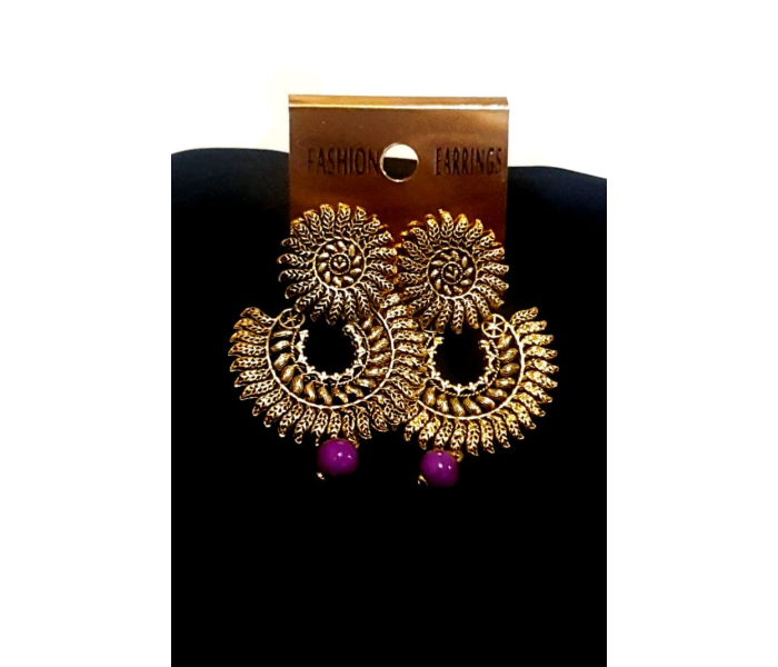 Strabella B4-09b Stylish and Elegant Traditional Earring for Women - Purple - Zoom Image