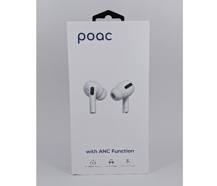 Poac PC-190 Active Noise Cancellation True Wireless Headphone - White - Zoom Image 2