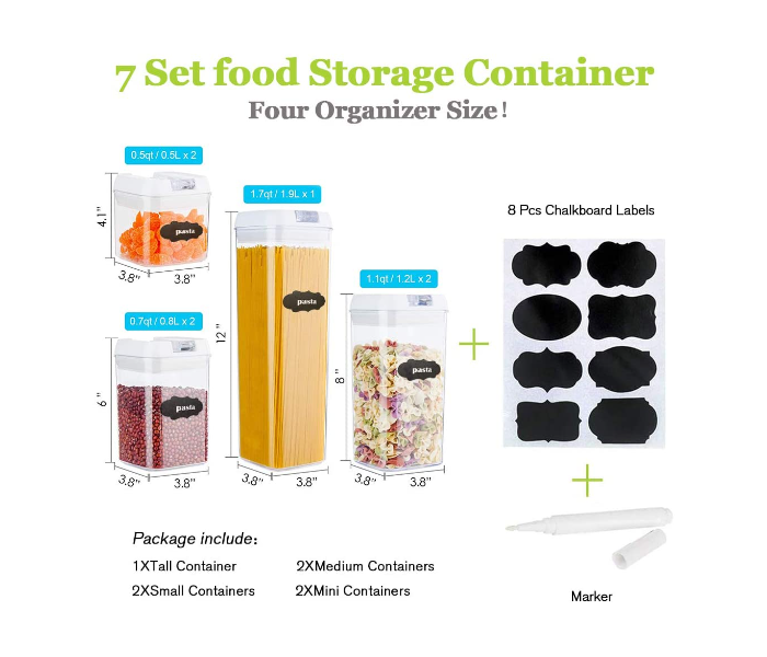 Generic 6 Piece Airtight Food Storage Value Set Clear Containers with Black Lids extra large Transparent Storage - Transparent - Zoom Image 2