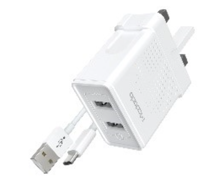 Mcdodo HCH-5721 Dual USB Charger and 1m Lightning Cable Travel Set - White - Zoom Image