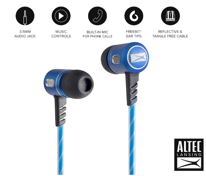 Altec Lansing MZX147-BLU In-Ear Metal Earphones - Blue - Zoom Image 2