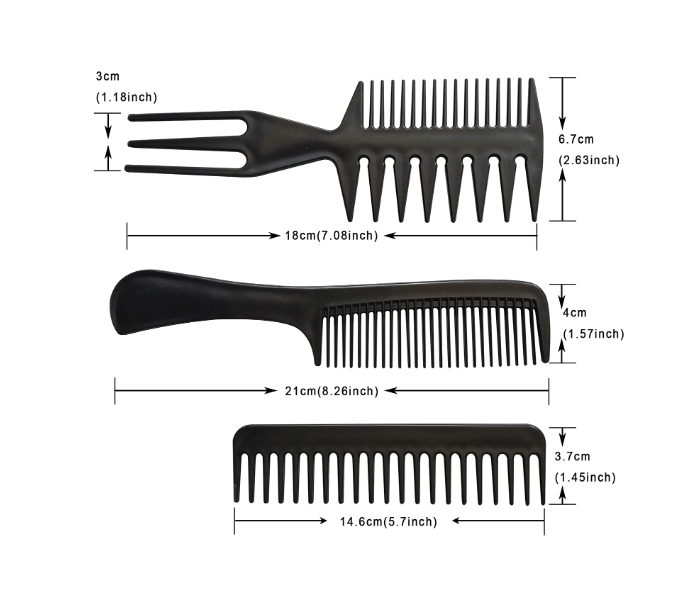 10 Piece Unisex Hair Comb Kit - Black - Zoom Image 2