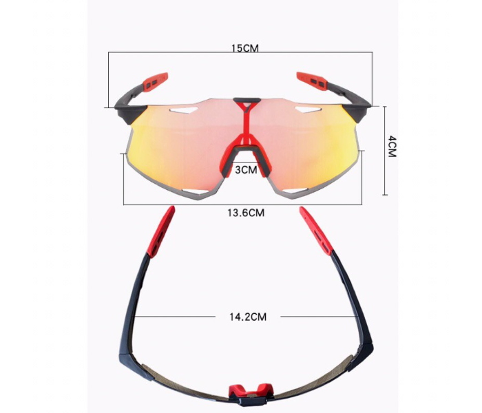 KBY Sagan 100 Percentage S5 Cycling Sunglasses With UV400 Protection 3 Lens Set - White And Red - Zoom Image 8