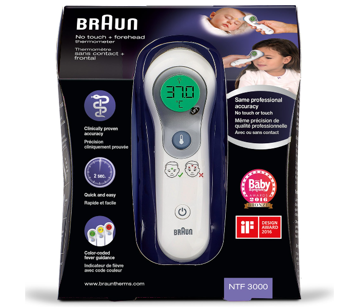 BRAUN Digital Forehead Thermometer With Professional Accuracy And Color Coded Temperature Guidance For Adults Babies Toddlers And Kids - Zoom Image 1