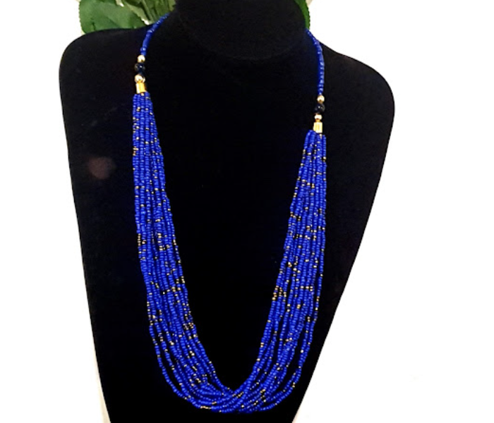 Strabella NC3-07a Beautiful Layered Beaded Necklace With Pendant for Women - Blue - Zoom Image