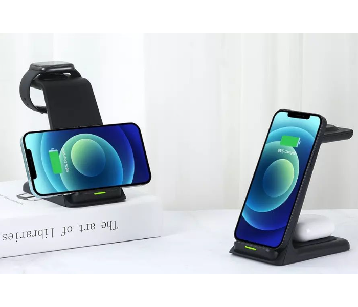 3 In 1 Wireless Charging Station Compactable - Black - Zoom Image 5