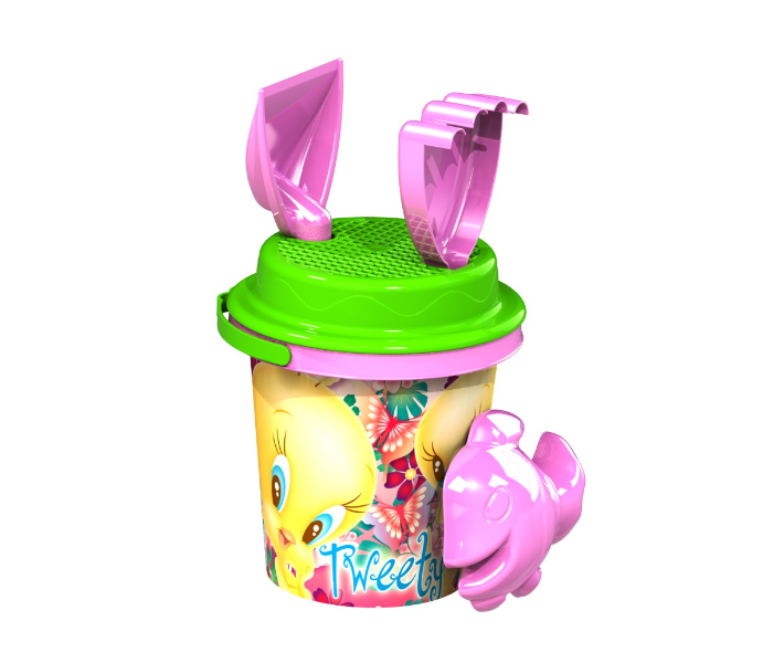 Juwa WB-TW-1704 5 Pieces Licensed Tweety Small Bucket Set Toys for Kids - Pink and Green - Zoom Image