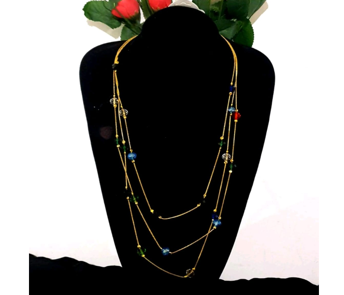 Strabella NC4-17 Beautiful Layered Necklace with Beads for Women - Golden - Zoom Image