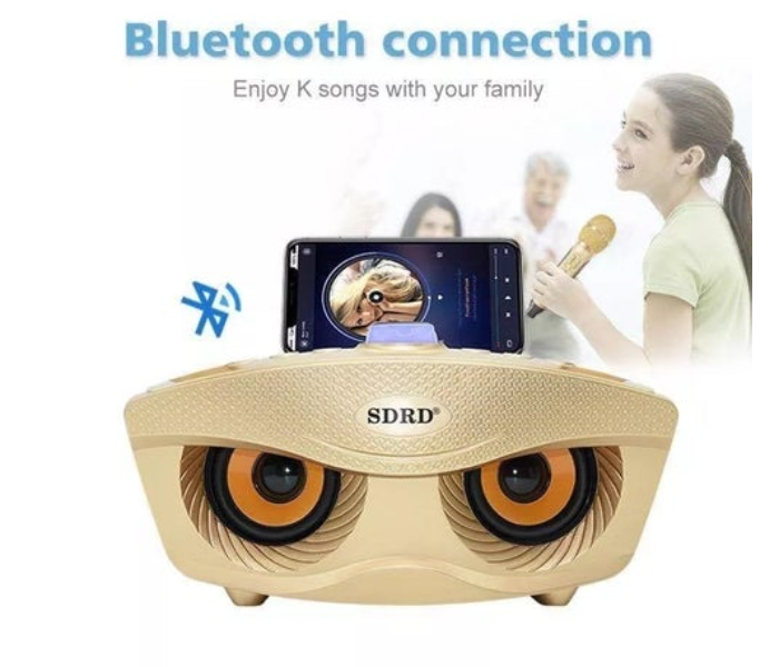 SDRD SD 306 20 Watts Stereo Bluetooth Speaker and Wireless Microphones - Golden - Zoom Image 2