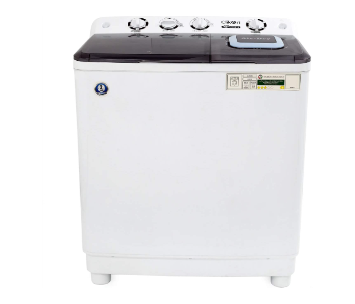 Clikon CK642 12Kg Twin Tub Top Loading Semi Automatic Washing Machine - White and Black - Zoom Image 1