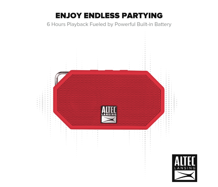 Altec Lansing IMW258N-DR Mini H2O 3 Rugged Bluetooth Speaker - Dark Red - Zoom Image 3