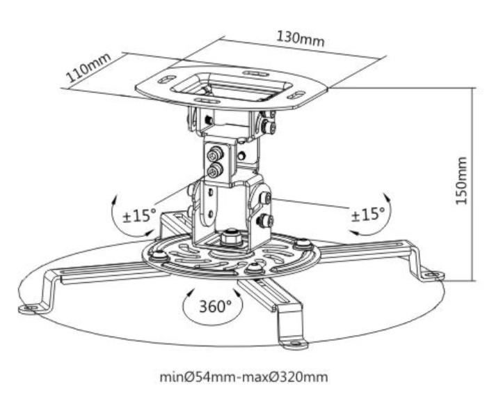 Skill Tech SH-11P 150mm Projector Mount for Ceiling - White - Zoom Image 2