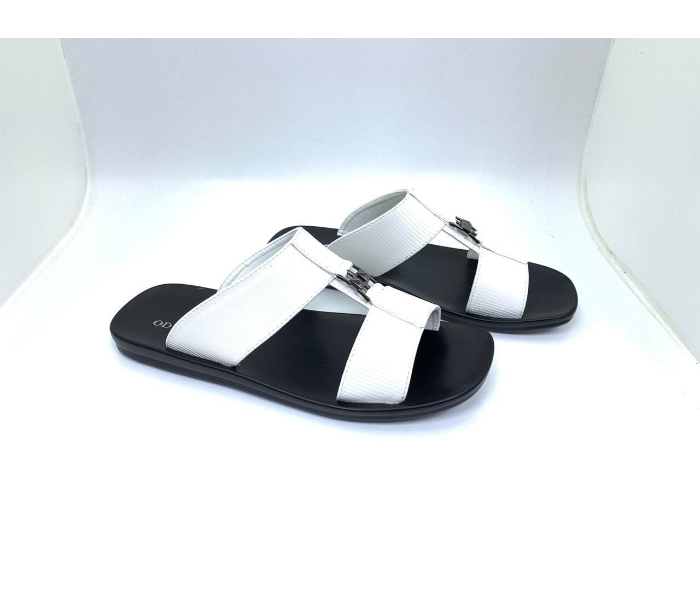 RFashion 1274-20 EU 46 Stylish Flat Sandal for Men - White - Zoom Image