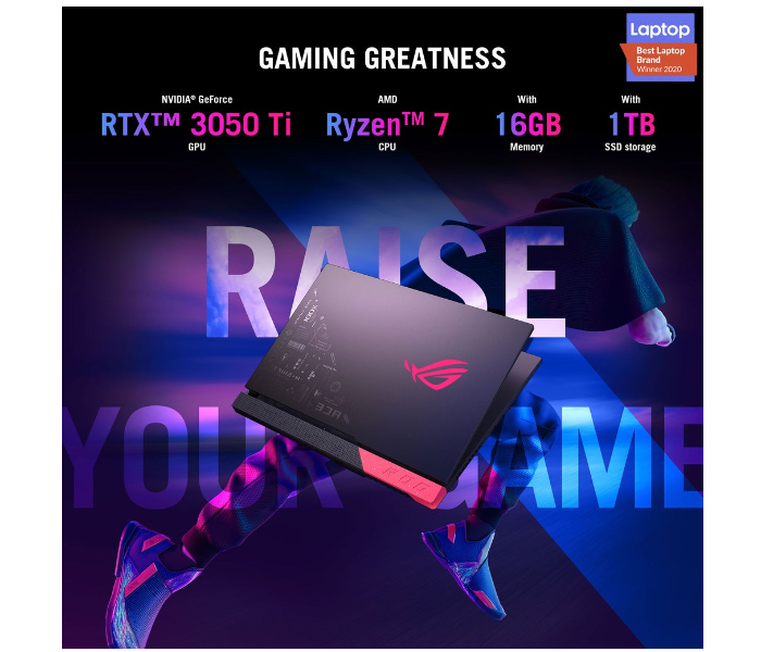 Asus Rog Strix G513QE-HN042T 15.6 Inch FHD AMD Ryzen R7 5800H Processor 16GB RAM 1TB SSD 4GB NVIDIA GeForce RTX 3050TI Graphics Windows 10 Home - Grey - Zoom Image 5