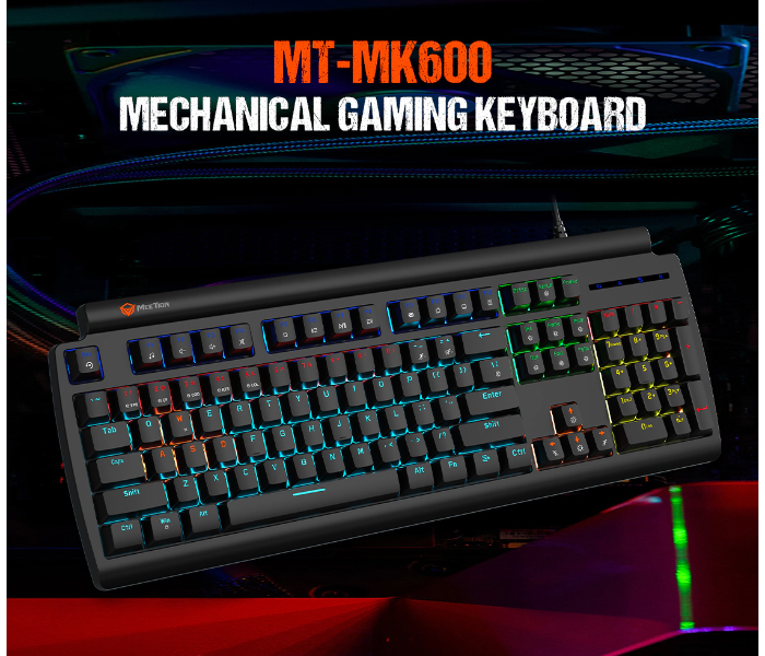 Meetion MT-MK600MX Mechanical RGB Backlit Gaming Keyboard with Blue Switch - Black - Zoom Image 2