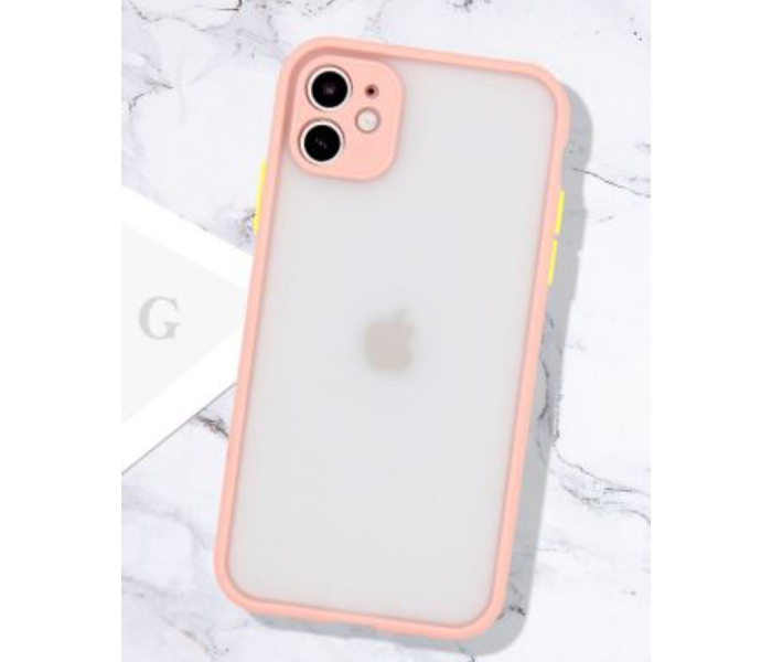 Lab LBTBC004PNK Transparent Border Color Fashion Case without Print iPhone 12 Mini Mobile Case - Pink - Zoom Image 1