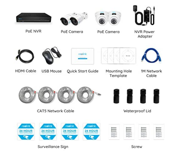 Reolink RL-4C820A-4C810A-N410 8MP Super HD PoE 8 Camera and 4K 2TB NVR and HDMI Wire Charger and Mouse  - Zoom Image 5