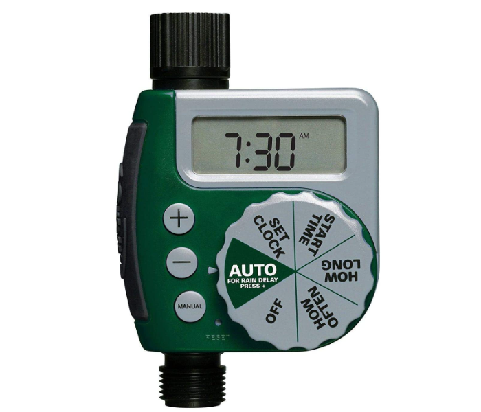 Single Dial Outlet Programmable Hose Faucet Timer - Green and Black - Zoom Image 1