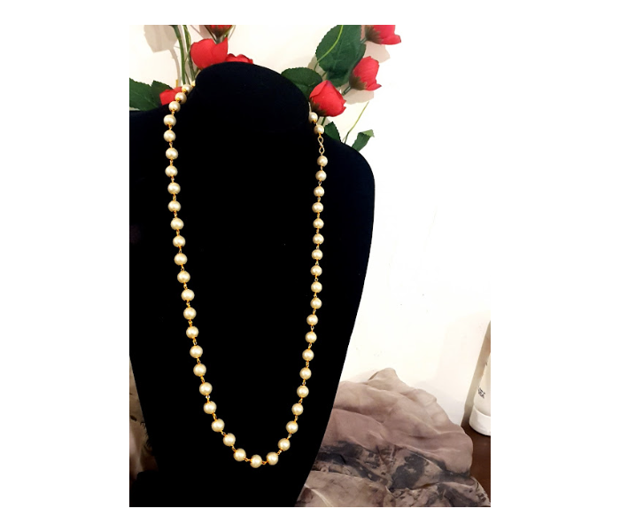 Strabella NC1-24 24 Inch Beautiful and Elegant White Beaded Chain for Women - White - Zoom Image