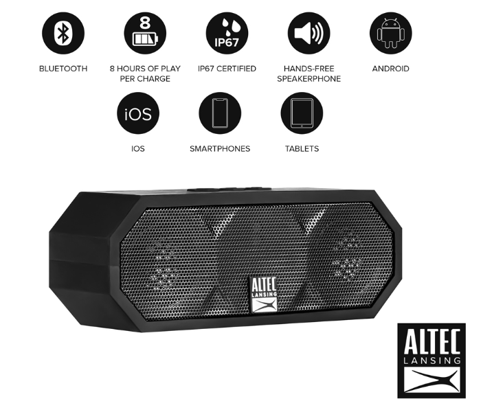 Altec Lansing IMW457-BLK The Jacket H2O Rugged Bluetooth Speaker - Black - Zoom Image 2