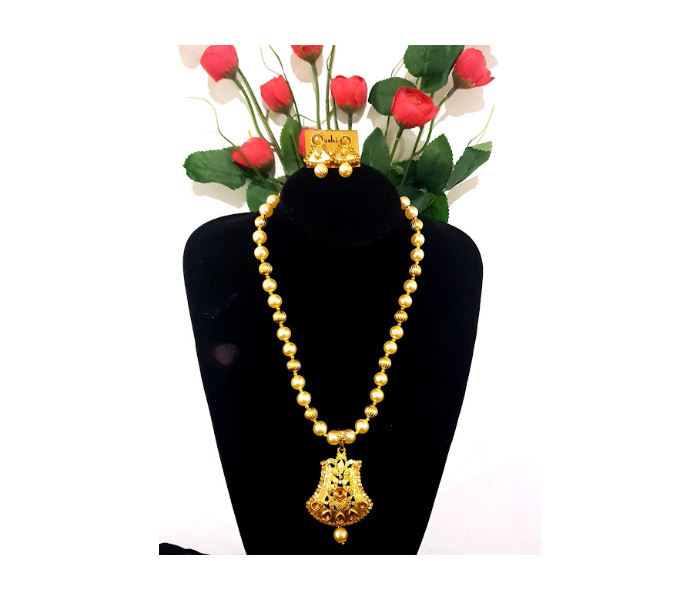 Strabella NC4-16a Beautiful and Elegant Beaded Pendant Necklace Set for Women - Gold - Zoom Image